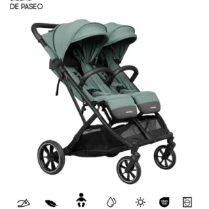 Green twin stroller